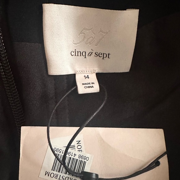 Cinq à Sept Eden Crystal-Embellished A-Line Crepe Cocktail Black Tie Midi Dress - Picture 10 of 12